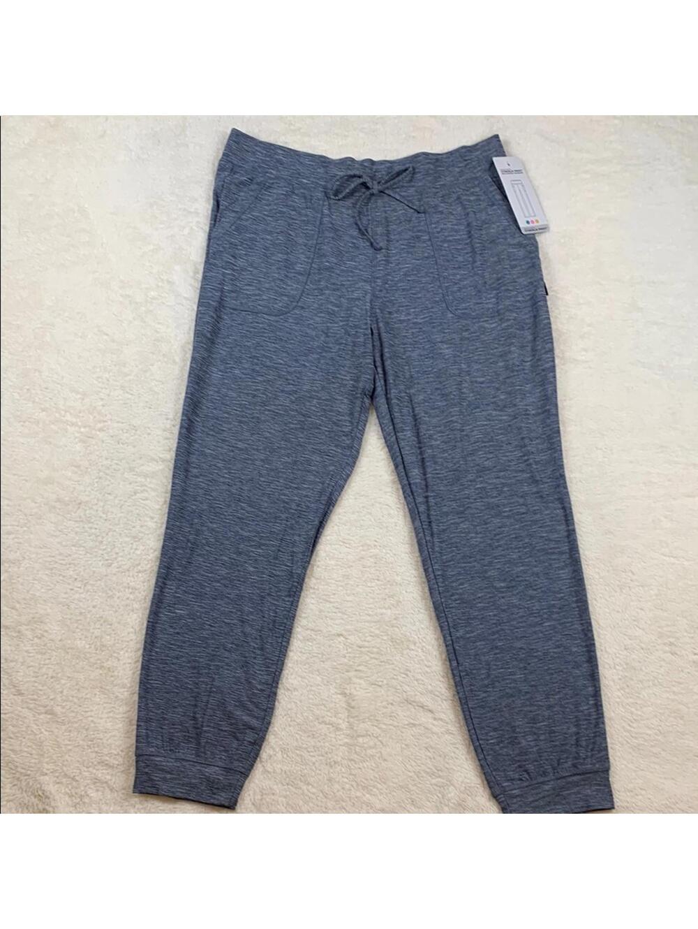 Skechers Women’s Gray & Blue Jogger Pants Size Large Soft Knit Elastic Waist
